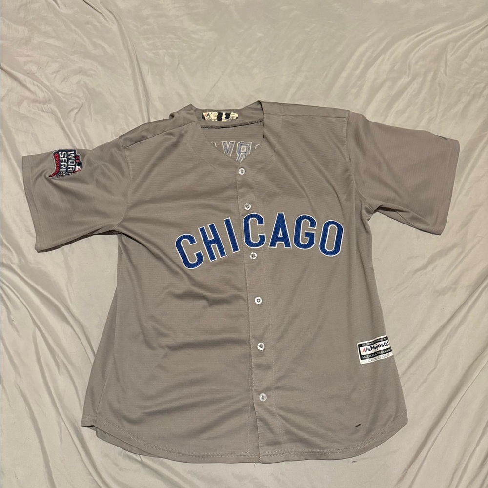 MLB Chicago Cubs baseball jersey Bryant stitched size L World Series patch